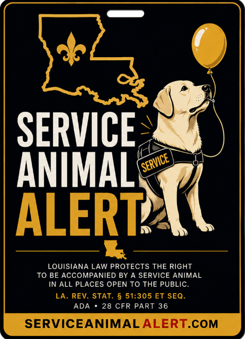 Louisiana Service Animal Access Lanyard + Card