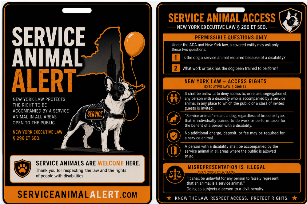New York Service Animal Access Lanyard + Card