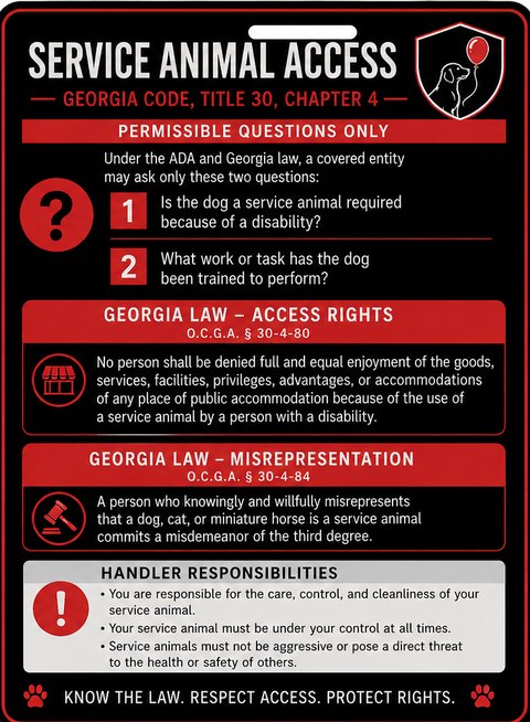 Georgia Service Animal Access Lanyard + Card