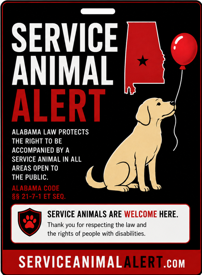 Alabama Service Animal Access Lanyard + Card