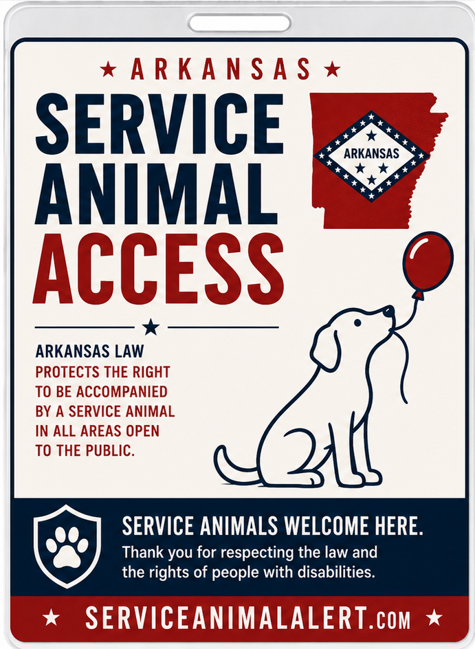 Arkansas Service Animal Access Card &amp; Lanyard