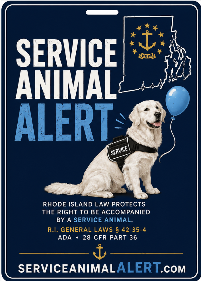 Rhode Island Service Animal Access Card + Lanyard