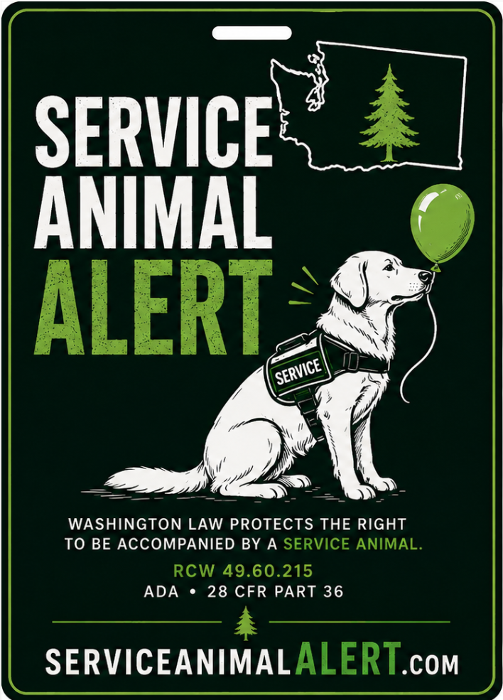 Washington Service Animal Access Card + Lanyard