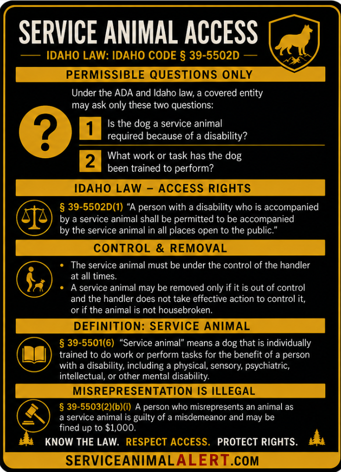 Idaho Service Animal Access Card + Lanyard