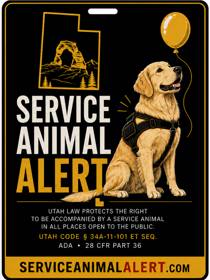 Utah Service Animal Access Card + Lanyard