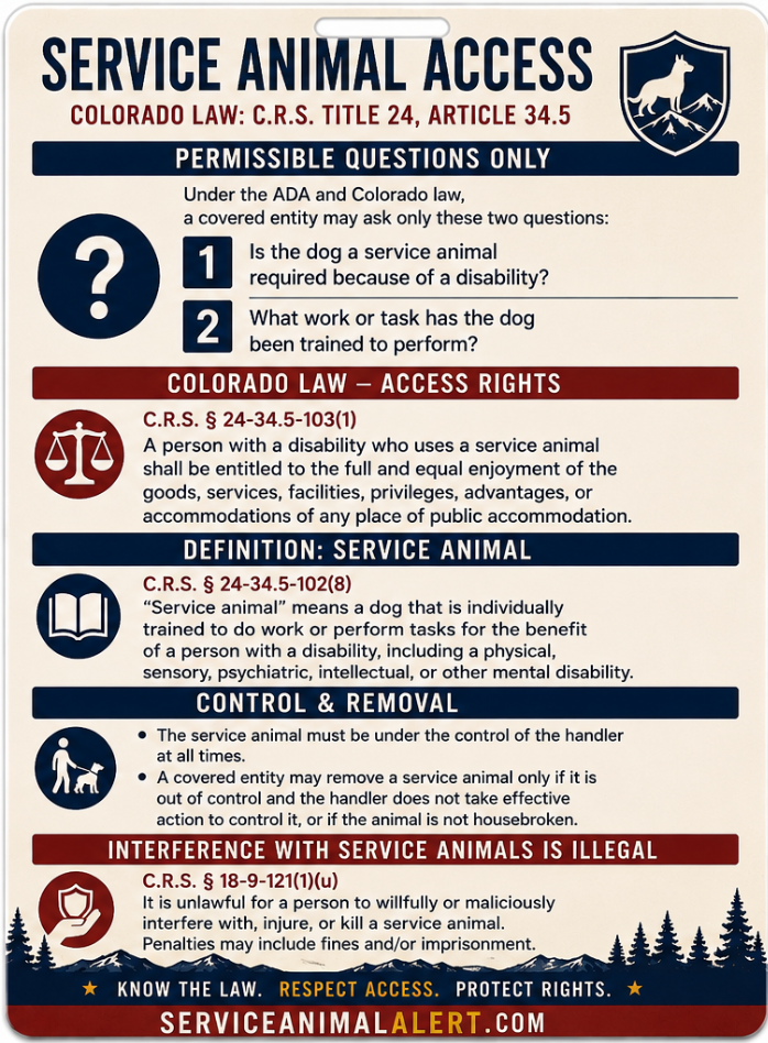 Colorado Service Animal Access Card + Lanyard
