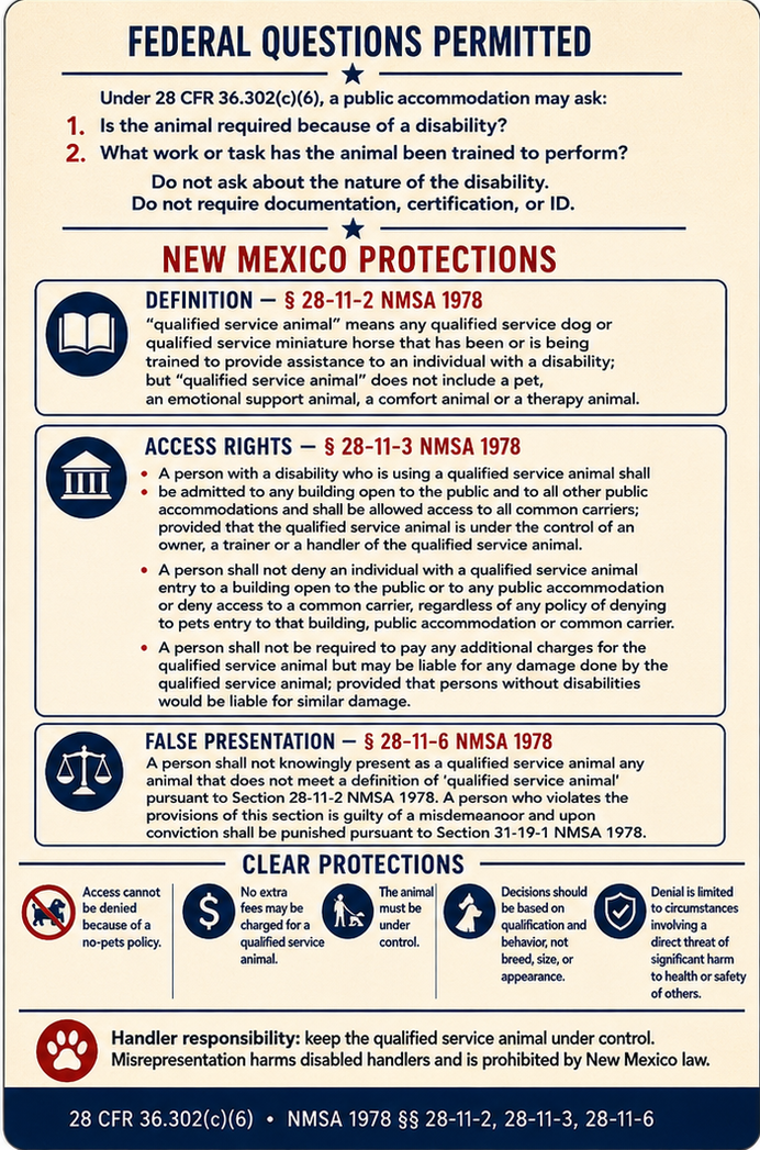 New Mexico Service Animal Access Card + Lanyard