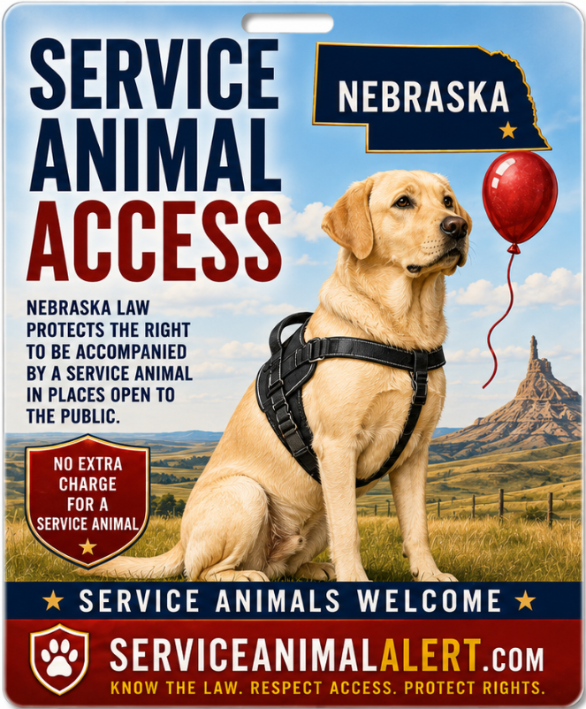 Nebraska Service Animal Access Card + Lanyard