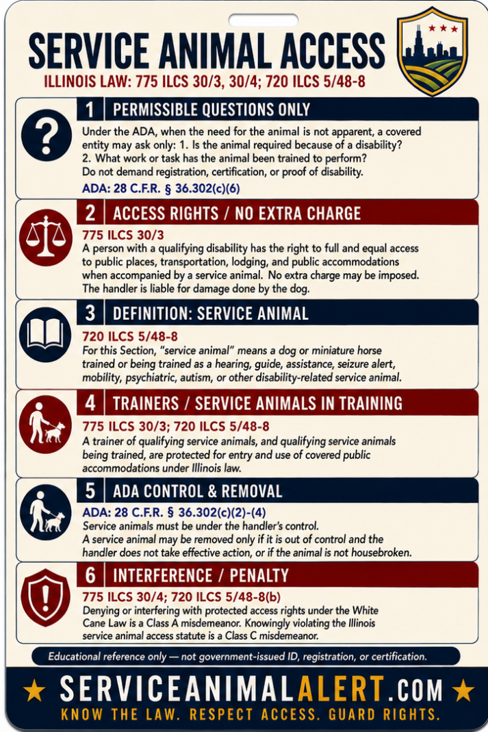 Illinois Service Animal Access Card + Lanyard