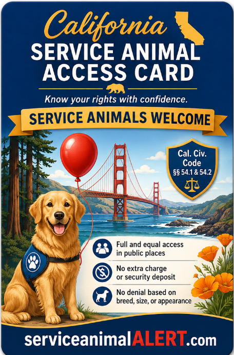 California Service Animal Access Card + Lanyard