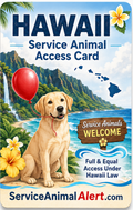 Hawaii Service Animal Access Card + Lanyard