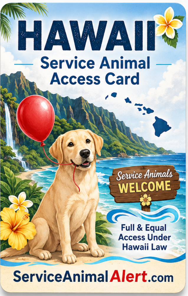 Hawaii Service Animal Access Card + Lanyard