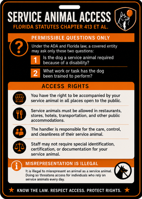 Florida Service Animal Access Lanyard + Card