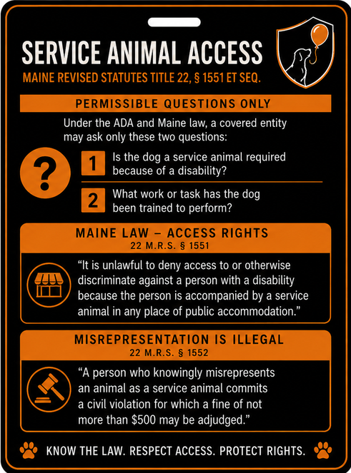 Maine Service Animal Access Card + Lanyard