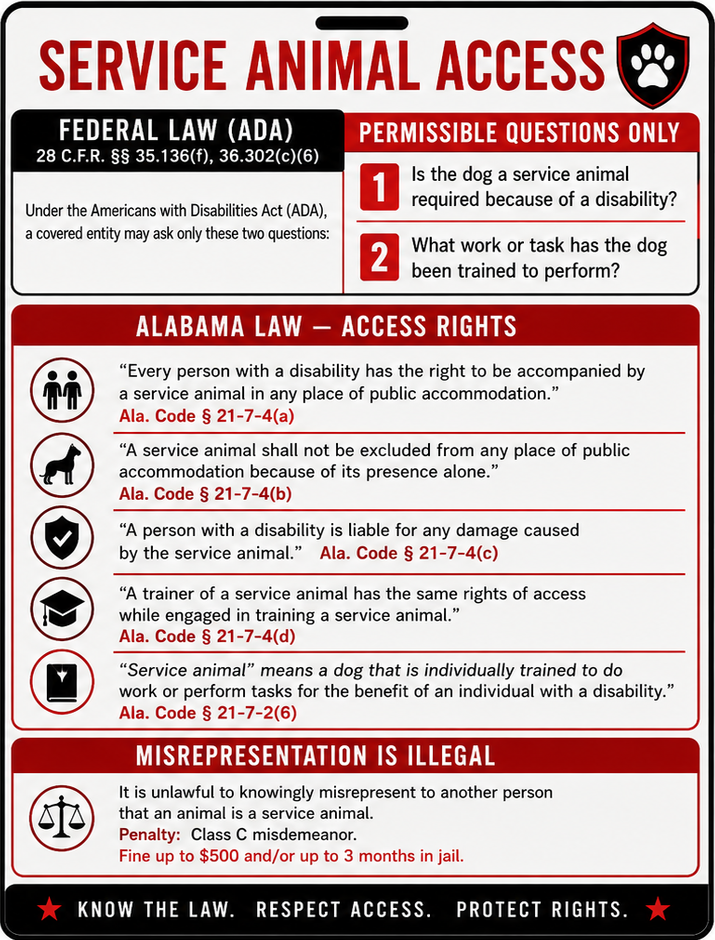 Alabama Service Animal Access Lanyard + Card