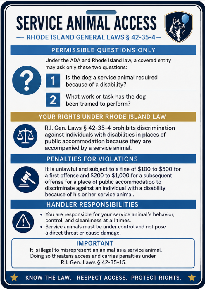 Rhode Island Service Animal Access Card + Lanyard