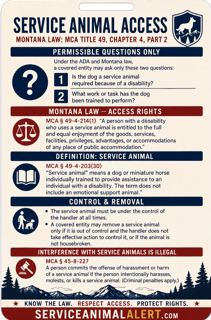 Montana Service Animal Access Card + Lanyard