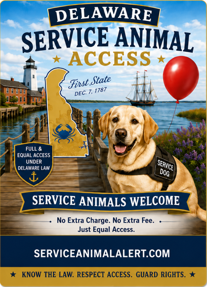 Delaware Service Animal Access Card + Lanyard